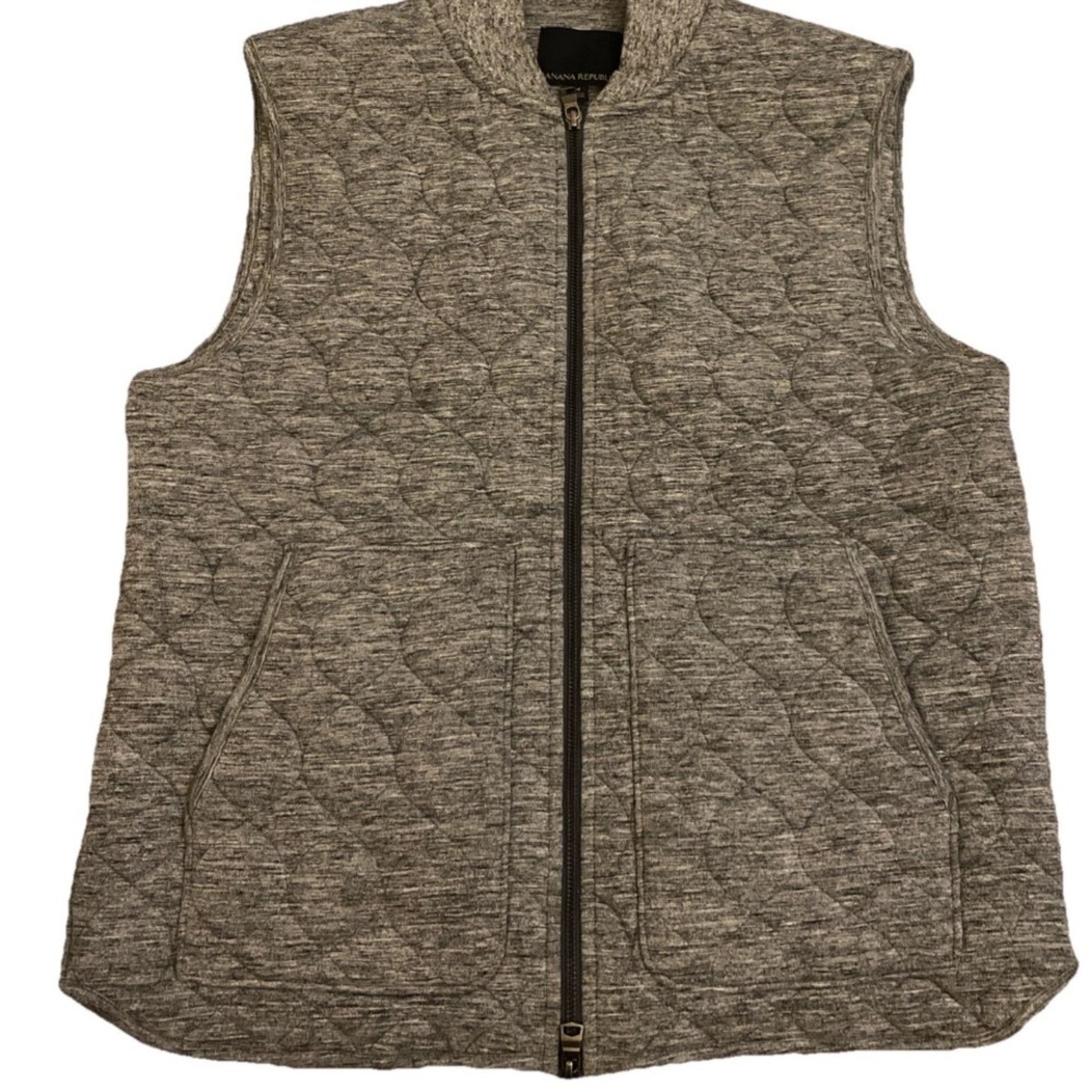 Banana Republic Zip Up Vest Men’s Gray Sleeveless Quilted Classic Casual